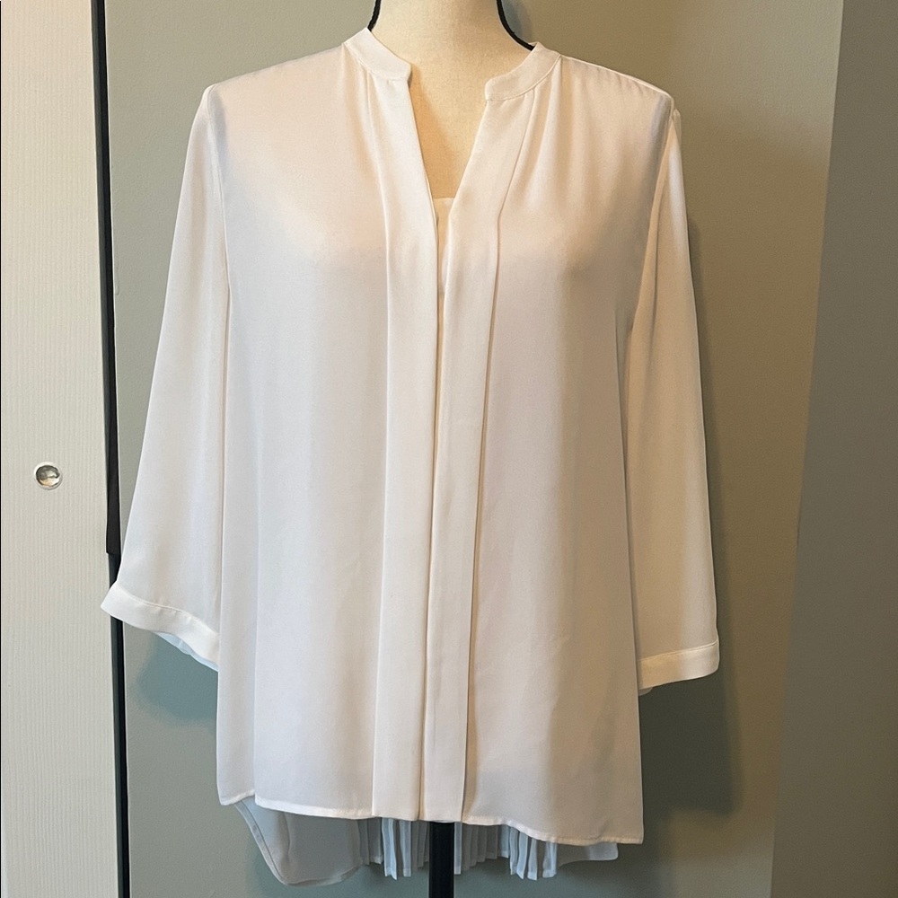 Chico’s white blouse with silver pleated details on back - size 1